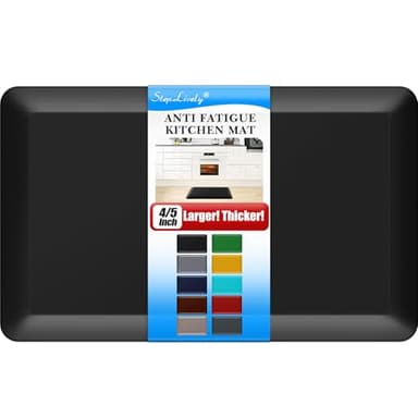 4/5 Inch Thick Kitchen Mat - Cushioned Anti Fatigue Mats for Kitchen Floor - Easy to Clean, Water Resistant, Non-Slip Kitchen Rug for Sink, Office, Kitchen (17''x24'' Black)