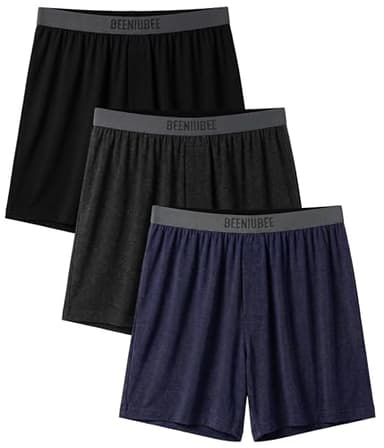 BEENIUBEE Merino Wool Underwear Mens, Long leg Loose Fit Boxers, Breathable Soft Moisture Wicking Odor Resistant Underwear with Elastic Waistband 3 Pack (Multicolor01, XXL)