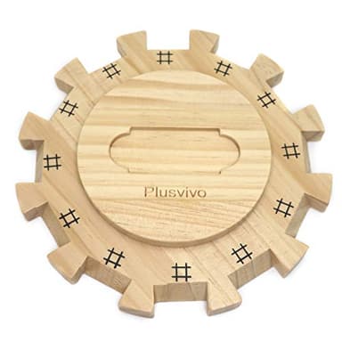 plusvivo Dominoes Mexican Train Hub Up to 12 Players, Wooden Mexican Train Hub Centerpiece with Felted Bottom Made of Superior Pine