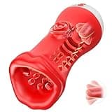 Lealuxes Male Masturbator Sex Toys for Men, 4-in-1 Male Sex Toy 5" Deep Realistic Blowjob Pump & 10 Vibration &Tongue Licking Modes & Penis Training Rose Vibrator Stroker, Adult Toys for Men & Couples