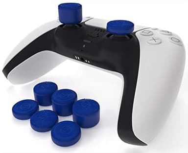 Raised Thumb Grips (8pc) for PlayStation 5 Dualsense by Foamy Lizard – Sweat Free 100% Silicone Precision Antislip Rubber Analog Stick Grips Compatible with PS5, PS4 & Switch 2/1 Pro (Blue)
