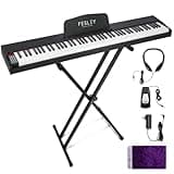 Fesley Semi-weighted Piano Keyboard 88 Keys with Stand, Full-Size Electric Keyboard Piano for Beginners,Portable 88 Key Keyboard with 900 Tones,700 rhythms,110 demo songs,USB-MIDI, FEP300X, Black