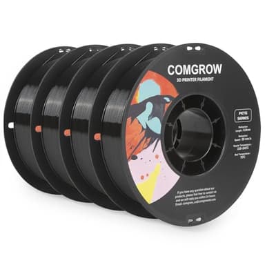 Comgrow PETG 3D Printer Filament 1.75mm, High Precision and Tough 3D Printer Filament 4kg, Dimensional Accuracy +/- 0.02 mm, Fit Most 3D Printers Black