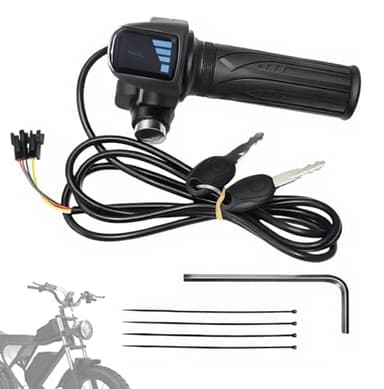 Hizoncore Ebike Full Twist Throttle Fits Ridstar Q20, 48V Plug and Play Throttle 3 Pin Easy Installation, LCD Display with Key Lock, Throttle Grips for Ebike Motorcycle Scooter (Right)