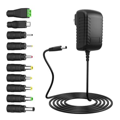 DC 5V 4A Power Adapter with 10 Interchangeable DC Plug, AC 100-240V to DC 5 Volt 4 Amp 20W Power Supply 5V 4000mA Switching Transformer AC to DC Converter