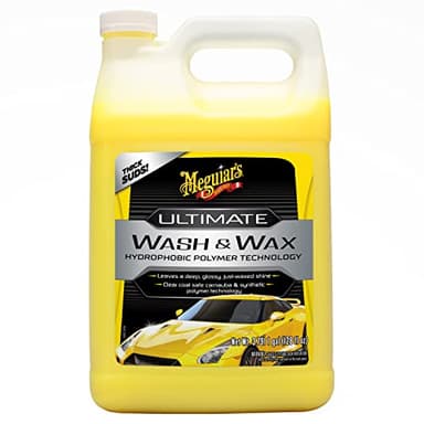 Meguiar's Ultimate Wash and Wax, Car Wash Soap and Wax Cleans & Shines in One Step, Shine & Protect with an Enhanced pH Balanced Car Paint Cleaner, 1 Gallon