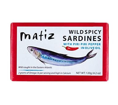 Matiz Spicy Wild Spanish Sardines in Olive Oil and Piri Piri Pepper, 4.2 oz (4.2 Ounce (Pack of 5))