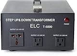 ELC T-5000 5000-Watt Voltage Converter Transformer - Step Up/Down - 110V/220V - Circuit Breaker Protection [3-Years Warranty]