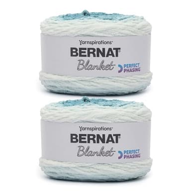 Bernat Blanket Perfect Phasing DEEP Teal Cake Yarn - 2 Pack of 10.56oz/299.37g - 100% Polyester - #6 Super Bulky - 220 Yards for Knitting, Crocheting, Crafts & Amigurumi