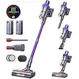 Cordless Vacuum Cleaner, 2 Batteries 110 Mins Runtime Vacuum Cleaners for Home, 40KPA 450W Stick Vacuum with Brushless Motor, Automatically Adjust Suction, Handheld Vacuum for Pet Hair/Carpet/Floor