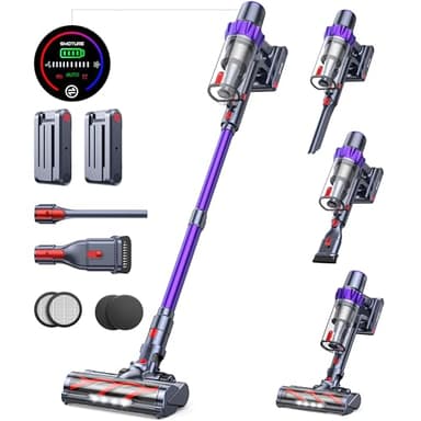 Cordless Vacuum Cleaner, 2 Batteries 110 Mins Runtime Vacuum Cleaners for Home, 45KPA 550W Stick Vacuum with Brushless Motor, Automatically Adjust Suction, Handheld Vacuum for Pet Hair/Carpet/Floor
