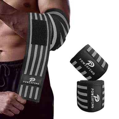 Elbow Wraps for Weightlifting：Elbow Sleeve Weightlifting Support for Bench Press Cross Training & Powerlifting - Elbow Straps for Weightlifting Gym Men Women (Gray)