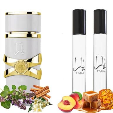 Equivalence Yaras White Perfume Spray for Women Original Scent - Amber Vanilla Edition Refreshing Summer Cologne Perfect for Travel - 2 Bottles 10ml Each - Convenient Size, Large Bottle Not Included