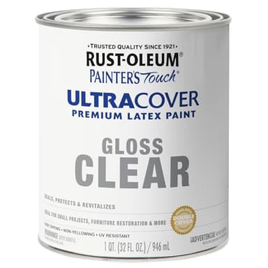Rust-Oleum 242057 Painter's Touch Latex Paint, Quart, Gloss Clear,1 Quarts (Pack of 1)