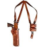Premium Leather Vertical Shoulder Holster System with Double Speed Loader, Fits Colt Python 357 Magnum Revolver 6" BBL, Right Hand Draw, Brown Color #1306#