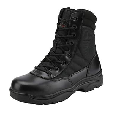 NORTIV 8 Men's Military Tactical Work Boots Side Zipper Leather Motorcycle Combat Boots Trooper,Size 12,Black,TROOPER