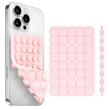 Yojaro Silicone Suction Cup Phone Case Mount Double Sided, Phone Accessories Hands-Free Strong Grip Holder for Selfies and Videos, Silicon Phone Stand for iPhone and Android Light Pink
