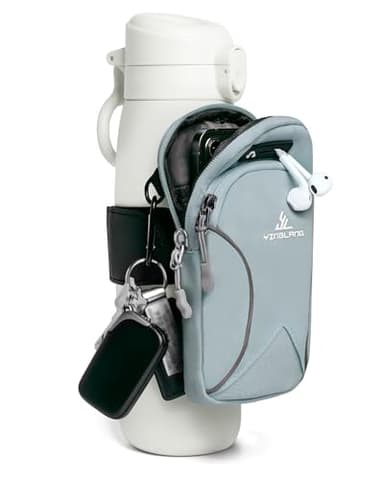 Bottle Pouch Gym Water with Phone Holder & Wallet, Water Bottle Caddy Versatile Sleeve Bag for Running Sports & Daily Use