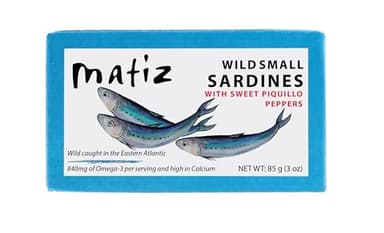 Matiz Sardinillas with Piquillo Peppers | Baby Sardines 3 Ounce | Product of Spain | Wild Caught |