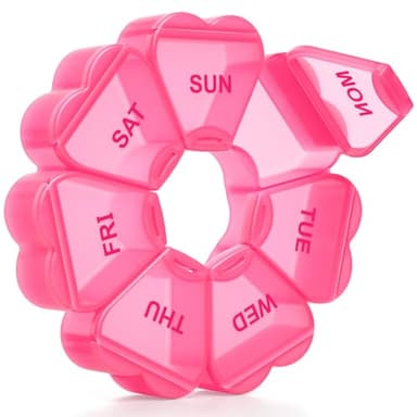 Large Weekly Pill Organizer, Pill Box 7 Day, KAPENS Daily Vitamin Case Large Capacity Compartments, Pill Containers for Fish Oil Medicine Supplements, Red