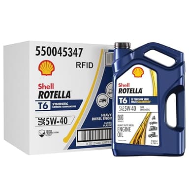 Shell Rotella T6 Full Synthetic 5W-40 Diesel Engine Oil, 1 Gallon (3 Pack)