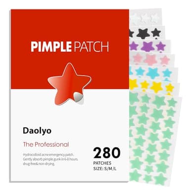 Daolyo Pimple Patches for Face, 3 Size 280 Counts Hydrocolloid Acne Patches, Cute Star Pimple Stickers with Salicylic Acid, Tea Tree Oil & Calendula Oil, for Covering Zits and Blemishes
