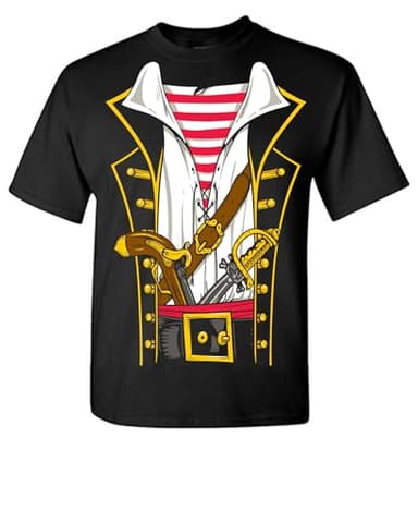 Pirate Costume Adventure Graphic Tee | Graphic Tee Men with Playful Attitude Perfect as Novelty Funny Sarcastic T-Shirts | Bold Style Cool Shirts for Men USA Printed XL Black1