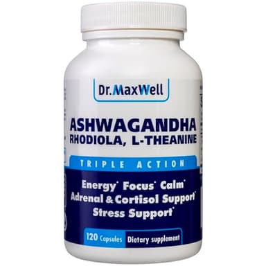 Dr. Maxwell Cortisol Manager Supplement, Supports Relaxation, Mood & Sleep in Times of Occasional Stress, Ashwagandha Rhodiola Adaptogens, Helps Maintain Normal Cortisol Levels, 120 Capsules
