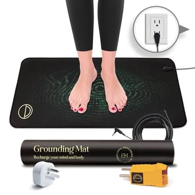 Grounding Mat for Feet (13x29in) – Earth Connected Wellness for Pain Relief, Muscle Tension & Relaxation – Travel Size Grounding Pad with Outlet Tester by Earth and Moon