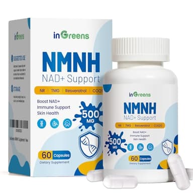 500mg NMNH, NMN Supplement Alternative with NR, TMG, Resveratrol, COQ10, NAD Supplement, Anti Aging, Energy, Boost NAD+ Levels, 60 Capsules