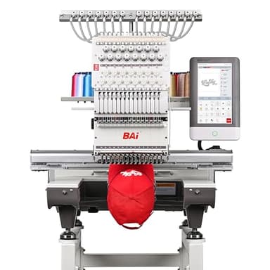 BAi The Mirror 15 Needles Embroidery Machine 20x14" Embroidery Area,1200SPM Max Speed Multi Needle with 10" Touch Screen,Commercial Embroidery Machine for 3D Hats Clothing,Wifi Available