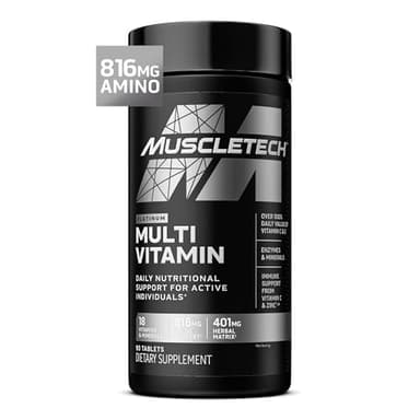 MuscleTech Platinum Multivitamins for Men & Women - Multi-Vitamin Supplement for Immune Support - 18 Vitamins & Minerals, Vitamin A C D E B6 B12 - Daily Workout Supplements for Men - 90 Capsules