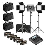 800D 40W Bi-Color RGB Studio Soft LED Panel 3-Light Kit, Bundle with Green Extreme NP-F550 Lithium-Ion Battery, Dual Smart Charger, Smart Charger Plate, Flashpoint Saddle Sandbag