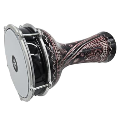 ZAZA Percussion 16'' Length Aluminum Darbuka, 8" Tunable Synthetic Head Turkish Doumbek Drum (Copper - Engrave)