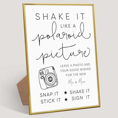 Wedding Photo Guest Book Sign, 8"X 11" Gold Frame Wood Wedding Sign with Stand, Polaroid Guestbook for Bridal Shower, Engagement Party Decorations, Bridal Shower Favors for Ceremony and Reception-8