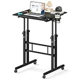Small Standing Desk with Wheels, Stand Up Desk, Mobile Desk, Portable Standing Desk on Wheels, Standing Desk for Walking Pad, Rolling Desk Adjustable Height, Rolling Computer Desk, Tall Desk on Wheels