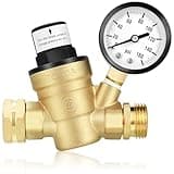 TONDA RV Water Pressure Regulator, Brass Lead-Free Adjustable Pressure Regulator with Gauge and Inlet Screen Filter for RV Camper Travel Trailer Water Hose