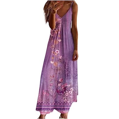 Ceboyel Boho Dresses for Women 2023 Long Summer Dress Sleeveless Spaghetti Strap Sundress Trendy Causal Ladies Outfits Cute Summer Dresses for Teen Girls Purple X