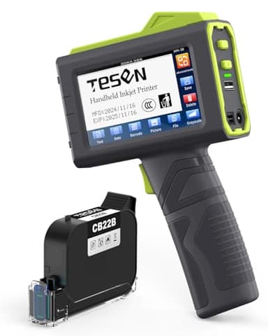 TESEN Upgraded Handheld Printer at 0.5 Inch Print Height with Sensor Printing on Production Line Use Fast Dry Ink to Print Date Time Logo Barcode QR Code Batch Number Anywhere (Works Over 16 Hours)