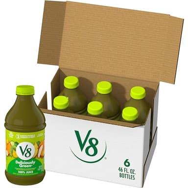 V8 Deliciously Green 100% Fruit and Vegetable Juice, 46 fl oz Bottle (6 Pack)