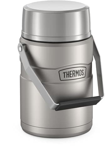 THERMOS Stainless King Vacuum-Insulated Food Jar with 2 Storage Container Inserts, 47 Ounce, Matte Stainless Steel