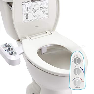 Hibbent Bidet Attachment for Toilet, Self Cleaning Dual Nozzle, Hot & Cold Water Spray Non-Electric Mechanical Bidet Toilet Seat for Rear or Female Washing Sanitizing, Adjustable Water Pressure, White