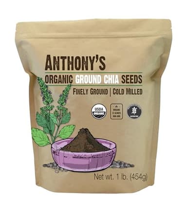 Anthony's Organic Ground Chia Seed, 1 lb, Finely Ground, Cold Milled, Gluten Free, Non GMO