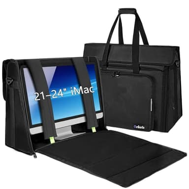 ORKELS Hard PE All-in-One Computer Monitor Carrying Case for 21–24 Inch iMac & 27 Inch Studio Display, PC Storage Case for Monitor, Keyboard, Mouse, Cables & Accessories, Bag Only