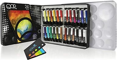 Golden Artist Color QoR Watercolor, 24 Color Set of 5ml Tubes, Made by Golden Artist Paints, with Lumintrail Sticky Notes, Multi-Color