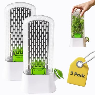 Prepara Herb Savor Deluxe Fresh Herb Keeper - Compact for Sleek Fridge Storage, BPA Free Plastic - Plant Hydration Container Prolongs Freshness Up to 3 Weeks - Dishwasher Safe (2-Pack)