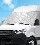 VANNCAMP Windshield Cover for Mercedes Sprinter 2007-2024 Motorhome, Front Window Sunshade Cover, Class B Windshield Cover for UV Protection & Privacy Shield, White with Mirror Cutouts