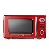Galanz GLCMKZ07RDR07 Retro Countertop Microwave Oven with Auto Cook & Reheat, Defrost, Quick Start Functions, Easy Clean with Glass Turntable, Pull Handle.7 cu ft, Red