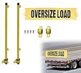 Mytee Products 1Pack 18"x84" Reversible Dual Side Oversize Load Sign with Grommets & 1Pair 28"x3" Yellow Powder Coated Universal Steel Wide Load Sign Banner Mounting Bracket for Flatbed Trailers