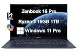 ASUS Zenbook 15 Pro Business Laptop (15.6" FHD Anti-Glare, AMD Ryzen 5 7535U (Beat i7-1255U), 16GB DDR5 RAM, 1TB SSD) Backlit, FHD IR Webcam, 13-Hr Long Battery Life, Win 11 Pro w/AI Copilot, Blue